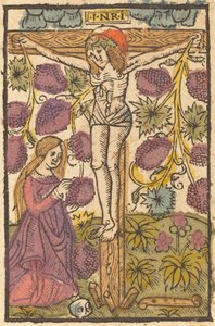 Kristus på korset med en vinranka av French or Netherlandish 15th Century