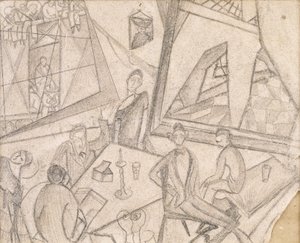 Frida och hennes samtida, ca 1925 (blyerts på papper)