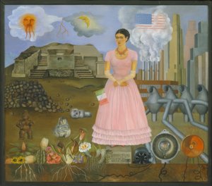 Självporträtt vid gränsen mellan Mexiko och USA av Frida Kahlo
