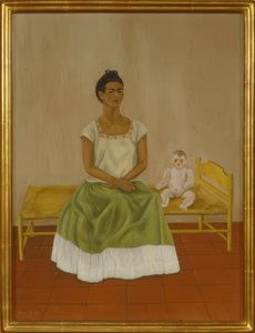 Självporträtt med säng av Frida Kahlo