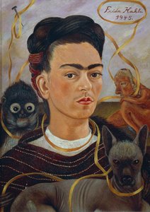 Självporträtt med Changuito av Frida Kahlo