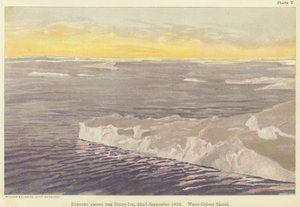 Kväll bland drivisen, 22 september 1893, akvarellskiss (färg litho)