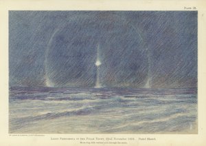 Ljusfenomen i polarnatten, 22 november 1893, pastellskiss (färg litho) av Fridtjof Nansen