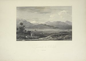 Pyramid of Cholula, ritad av Gmelin, illustration från "Views of the Cordilleras and Monuments of the Native Peoples of America" ​​av Alexander von Humboldt och Aime Bonpland