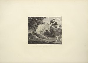 Rock of Inti-Guaicu, tecknad av Koch, graverad av Dutterhoffer, illustration från "Views of the Cordilleras and Monuments of the Native Peoples of America" ​​av Alexander von Humboldt och Aime Bonpland