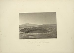 Utsikt över Guatavitasjön, tecknad av Thibaut, graverad av Bouquet, illustration från "Views of the Cordilleras and Monuments of the Ursprungsbefolkning i Amerika" av Alexander von Humboldt och Aime Bonpland