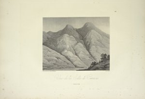 Vy över Silla de Caracas, tecknad av Marchais, graverad av Bouquet, illustration från 