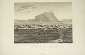 Volcano of Jorullo, tecknad av Gmelin, illustration från "Views of the Cordilleras and Monuments of the Native Peoples of America" ​​av Alexander von Humboldt och Aime Bonpland
