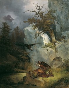 En gam på en död hjort av Friedrich August Mathias Gauermann