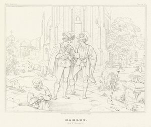 Hamlet, Akt V, Scen 1 (gravyr) av Friedrich August Moritz Retzsch