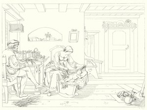 Illustration till Schillers Lied von der Glocke, eller Klockans sång (gravyr) av Friedrich August Moritz Retzsch