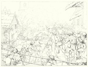 Illustration till Schillers Lied von der Glocke, eller Klockans sång (gravyr) av Friedrich August Moritz Retzsch