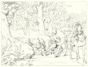 Illustration till Schillers Lied von der Glocke, eller Klockans sång (gravyr) av Friedrich August Moritz Retzsch