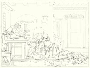 Illustration till Schillers Lied von der Glocke, eller Klockans sång (gravyr) av Friedrich August Moritz Retzsch