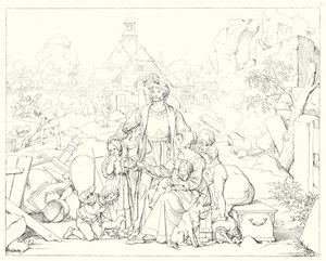 Illustration till Schillers Lied von der Glocke, eller Klockans sång (gravyr) av Friedrich August Moritz Retzsch