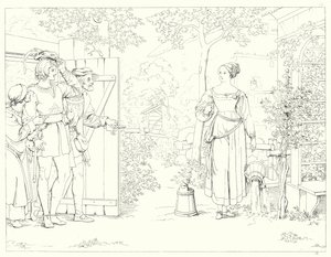 Illustration till Schillers Lied von der Glocke, eller The Song Of The Bell (gravyr) av Friedrich August Moritz Retzsch