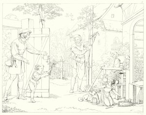 Illustration till Schillers Lied von der Glocke, eller Klockans sång (gravyr) av Friedrich August Moritz Retzsch