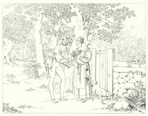 Illustration till Schillers Lied von der Glocke, eller Klockans sång (gravyr) av Friedrich August Moritz Retzsch