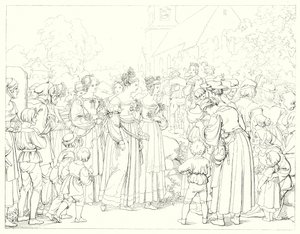 Illustration till Schillers Lied von der Glocke, eller Klockans sång (gravyr) av Friedrich August Moritz Retzsch
