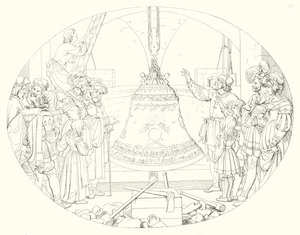 Illustration till Schillers Lied von der Glocke, eller Klockans sång (gravyr) av Friedrich August Moritz Retzsch