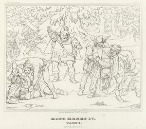 Kung Henrik IV, del I, akt II, scen 2 (gravyr) av Friedrich August Moritz Retzsch