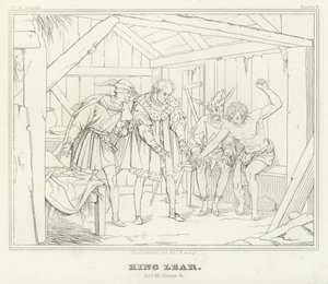 King Lear, akt III, scen 6 (gravyr) av Friedrich August Moritz Retzsch