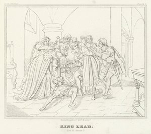 King Lear, akt III, scen 7 (gravyr) av Friedrich August Moritz Retzsch