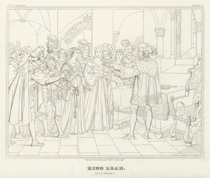 King Lear, akt I, scen 1 (gravyr) av Friedrich August Moritz Retzsch