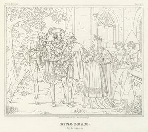 King Lear, akt I, scen 4 (gravyr) av Friedrich August Moritz Retzsch