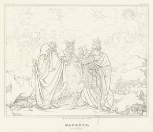 Macbeth, akt IV, scen 1 (gravyr) av Friedrich August Moritz Retzsch