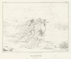 Macbeth, akt I, scen 1 (gravyr) av Friedrich August Moritz Retzsch