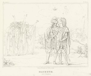 Macbeth, akt I, scen 3 (gravyr) av Friedrich August Moritz Retzsch
