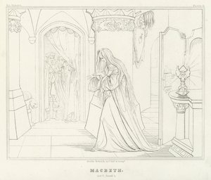 Macbeth, Akt V, Scen 1 (gravyr) av Friedrich August Moritz Retzsch