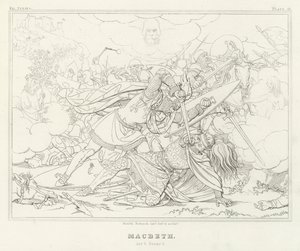 Macbeth, Akt V, Scen 7 (gravyr) av Friedrich August Moritz Retzsch