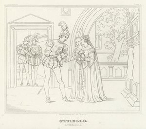 Othello, akt III, scen 3 (gravyr) av Friedrich August Moritz Retzsch