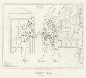 Othello, akt III, scen 3 (gravyr) av Friedrich August Moritz Retzsch