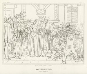 Othello, akt I, scen 3 (gravyr) av Friedrich August Moritz Retzsch