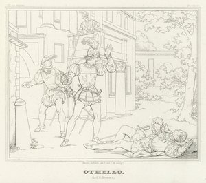 Othello, Akt V, Scen 1 (gravyr) av Friedrich August Moritz Retzsch