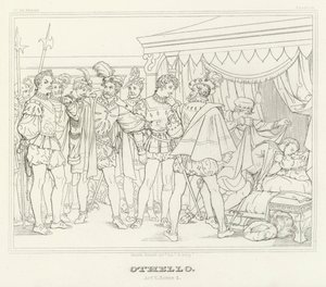 Othello, Akt V, Scen 2 (gravyr) av Friedrich August Moritz Retzsch