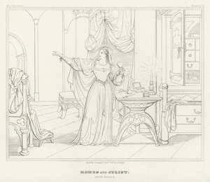 Romeo och Julia, akt IV, scen 3 (gravyr) av Friedrich August Moritz Retzsch