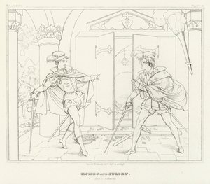 Romeo och Julia, Akt V, Scen 3 (gravyr) av Friedrich August Moritz Retzsch