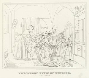 The Merry Wives of Windsor, akt III, scen 3 (gravyr) av Friedrich August Moritz Retzsch