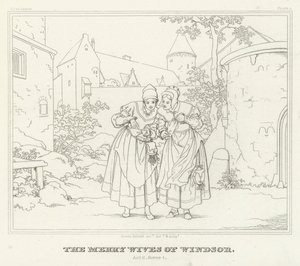 The Merry Wives of Windsor, Akt II, Scene 1 (gravyr) av Friedrich August Moritz Retzsch