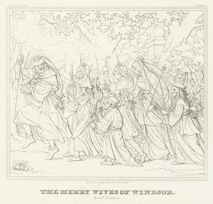 The Merry Wives of Windsor, Akt V, Scene 3 (gravyr) av Friedrich August Moritz Retzsch