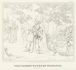 The Merry Wives of Windsor, Akt V, Scene 4 (gravyr) av Friedrich August Moritz Retzsch