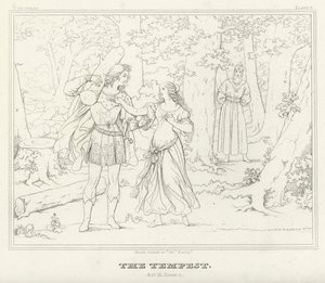 Stormen, akt III, scen 1 (gravyr) av Friedrich August Moritz Retzsch