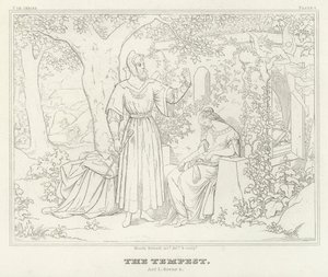 Stormen, akt I, scen 2 (gravyr) av Friedrich August Moritz Retzsch