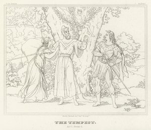 Stormen, akt I, scen 2 (gravyr) av Friedrich August Moritz Retzsch