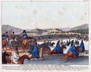 Starten av den franska invasionen av Ryssland - Campe, August Friedrich Andreas (1777-1846) - Etsning, akvarell - 20,5x26,2 - Privat samling