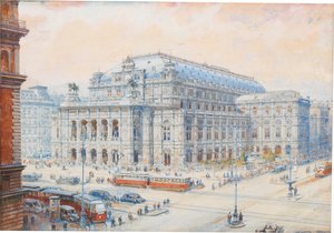 Utsikt över Wiens statsopera. av Friedrich Frank
